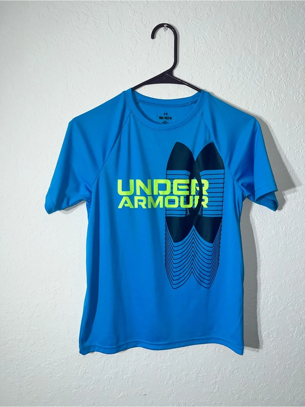 Under Armour Bright Blue Performance Tee with Neon Logo